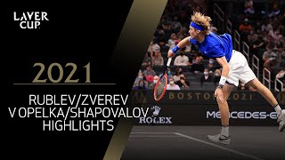 Match 9 Highlights  RublevZverev vs OpelkaShapovalov  Laver Cup 2021 [upl. by Ashely258]