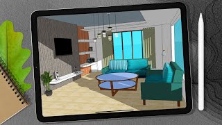 Interior Design  Living Room  SketchUp for iPad [upl. by Politi]