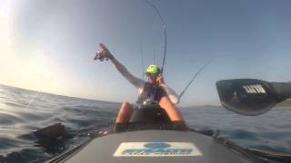 Markus Potgieter Double hook up Sailfish off a fishing kayak [upl. by Ihtak]