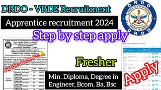 DRDO VRDE Apprentice Recruitment 2024 Apply Online for 52 Posts DRDO Apprentice recruitment [upl. by Aicelf]