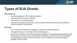 BJA Grant Application Education Series Funding Opportunities for Your Community in 2019 [upl. by Schultz]