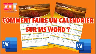 COMMENT FAIRE UN CALENDRIER SUR MS WORD [upl. by Supen]