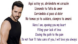 Luis Fonsi  Aqui Estoy Yo Lyrics English and Spanish  ft Aleks Syntek Noel Schajris David Bisbal [upl. by Yelmene]