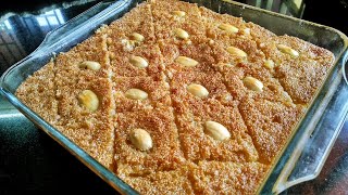 Basbousa Recipe  3 Ingredient Basbusa  No Egg  No Oil  Semolina Cake  Rava Cake  Suji Cake [upl. by Drusie]