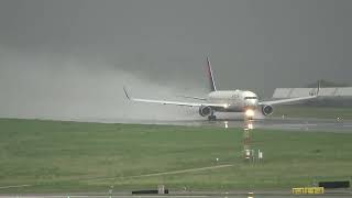 Thrilling Aircraft Takeoff on Soaked Runway Incredible Spray Show [upl. by Abehs]