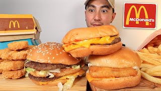 EATING MCDONALDS CRISPY CHICKEN NUGGETS FILET O FISH SANDWICH BIG MAC CHEESEBURGERS MUKBANG ASMR [upl. by Brynn]