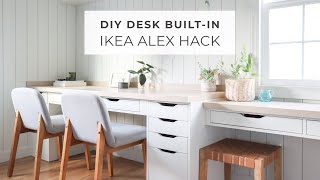 Ikea Alex Desk Hack  DIY Desk Builtin with Alex Drawers and Ekby Alex Shelves [upl. by Yemerej]