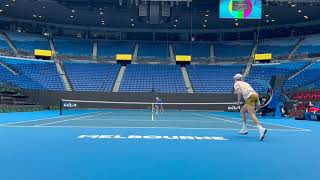 Jannik Sinner Australian Open 2024 court level practice and set play highlights with Dane Sweeny [upl. by Semmes]