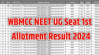 WBMCC NEET UG First Allotment 2024  How To Check WBMCC NEET UG Allotment 2024 [upl. by Molly]