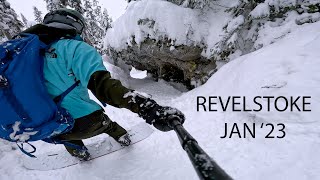 Theres a CAVE in the middle of Revelstoke Snowboarding Jan 2023 [upl. by Linis]