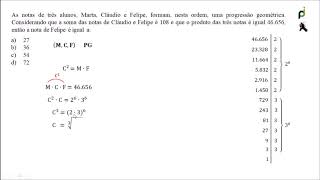 QUESTÃO 20  PG PROGRESSÃO GEOMÉTRICA FATORAÇÃO E RAIZ CÚBICA [upl. by Marbut439]