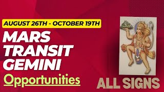 MARS TRANSIT GEMINI  Aug 26th  Oct 19th  Opportunities  ALL RISING SIGNS by NipoonJoshi [upl. by Rennane865]