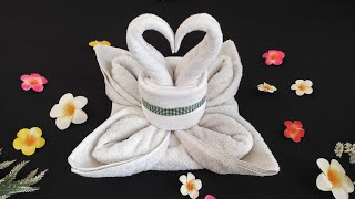 Towel art Flower  How to Make Flower out of Towel  Towel folding design [upl. by Yrrep]