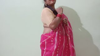 organza saree wearing tutorials for beginners  latest organza saree draping styles in perfectly [upl. by Anneirb]