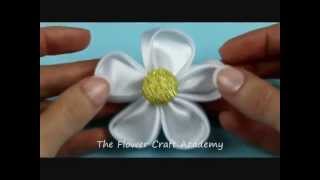 How to Make a Kanzashi Flower  Tutorial [upl. by Imuyam]