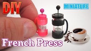 DIY Miniature French Press Coffee Maker mini food for DollHouse [upl. by Eshelman]