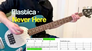 Elastica Never Here BASS COVER with TABS NOTATION [upl. by Aldredge]