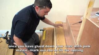 How to fit a wood floor on stairs using a nosing [upl. by Pressman647]