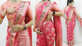 Organza saree draping tutorial for wedding guest step by step tutorial  Sari draping for beginners [upl. by Myrwyn]