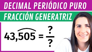 Pasar de Decimal PERIÓDICO PURO a FRACCIÓN ✅ Fracción Generatriz [upl. by Maurilia748]