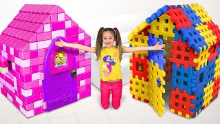 Sasha plays with Colored Toy Blocks and builds Playhouse for Princess [upl. by Vel]