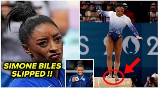 Simone Biles Slips Off the Balance Beam During Event Finals to Miss the Olympic Medal Stand [upl. by Isoais]