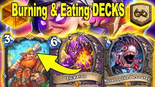 Burning and EATING DECKS With My Tickatus Quest Warlock At Caverns of Time  Hearthstone [upl. by Lleinad]