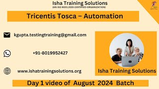 Tricentis Tosca –Automation Day 1 on 22nd August 2024 Pls WhatsApp us on 918019952427 to enroll [upl. by Ramed]