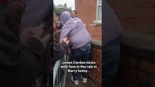 James Corden in Barry signing autographs in the rain 5924 Credit Lisa Portsmouth gavinandstacey [upl. by Ahsinuq]