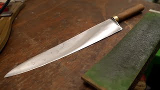 Restoration Anomaly  Unmarked 12quot Cuisine Massive  Nogent Style Chef Knife with WaType ReHandle [upl. by Bertasi]