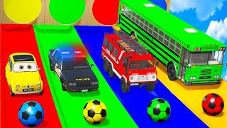 Long Cars vs Funny Cars with Monster Truck Rescue Bus  Cars vs Deep Water  BeamNG Drive [upl. by Thirion]