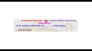 MCQ Q 121 astable monostable bistable multivibrator flipflop IC 555 D Creations Resources [upl. by Franck884]