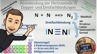 Die Atombindung III  Doppel und Dreifachbindung mit Oktettregel [upl. by Anyel]