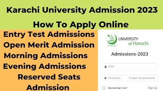 Karachi University Admissions 2023  University of Karachi Admission 2023  How To Apply Online [upl. by Kenleigh]