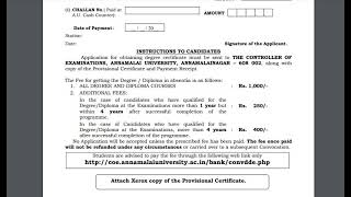 ANNAMALAI UNIVERSITY CONVOCATION APPLICATION FORM WITH INSTRUCTIONS [upl. by Anirbac279]