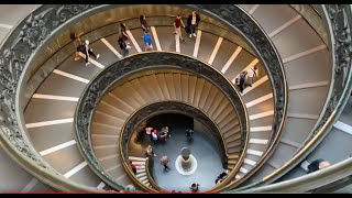 4K Spiral Staircase or Bramante Staircase at the Vatican Museum  Rome Italy  ECTV [upl. by Sherer]