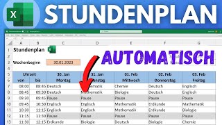 Excel Stundenplan erstellen  Vorlage zum Ausdrucken Download Datum automatisch berechnen [upl. by Dearr]