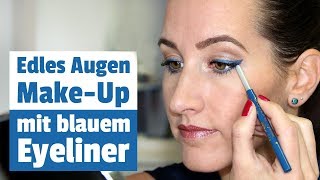 Edles Augen MakeUp mit blauem Eyeliner 💙 [upl. by Rufe]