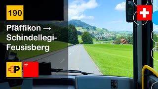 4K 🇨🇭 Cab Ride POSTAUTO SCHWYZ  190 Pfäffikon → SchindellegiFeusisberg  MAN LC 12 C Hybrid [upl. by Brianne]