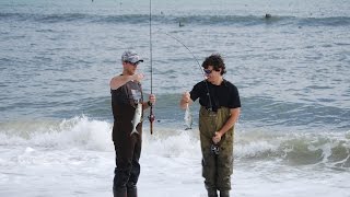 Outer Banks Surf Fishing for Bluefish [upl. by Eerac559]