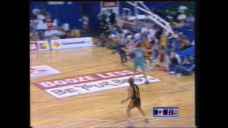 CJ Brutons first NBL shot  3 quarter court shot 1994  Perth Wildcats  North Melbourne Giants [upl. by Mikeb766]