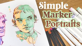 SIMPLE Alcohol Marker amp Fineliner Portrait Sketching Demo ✍️ ft Ohuhu products [upl. by Nennahs]