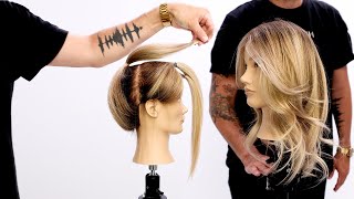 Butterfly Layered Haircut Tutorial Using Only 3 Ponytails  Easy To Follow [upl. by Leupold]