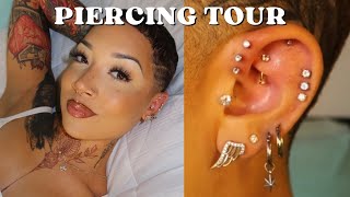 28 PIERCINGS TOUR Rating the pain amp healing experience [upl. by Stucker]