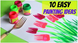 10 Easy Painting Ideas for Kids  Amazing Painting Hacks using Everyday Objects [upl. by Zorana]