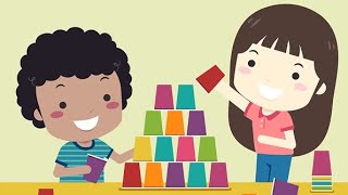 Enjoy the Cup stacking game played by children [upl. by Alleacim]