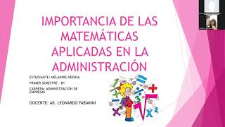 Matemáticas aplicada a la administración [upl. by Eelamme]