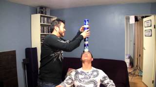 Balancing beer cans on my head FAIL [upl. by Norrag]