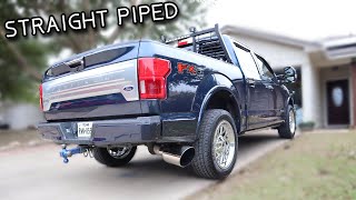 30 Powerstroke straight piped 2019 f150 Deleted and Tuned 4quot straight pipe to 8quot tip [upl. by Gereld276]