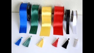 DIYSATIN RIBBON TASSELS COMO HACER BORLAS CON CINTA [upl. by Naahs672]